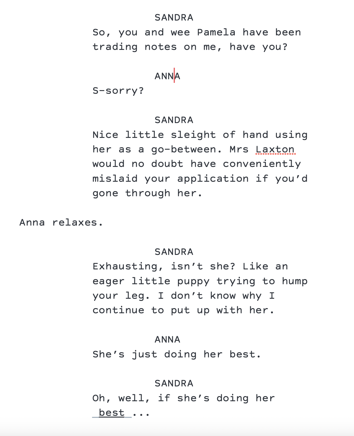 Conversation in script form